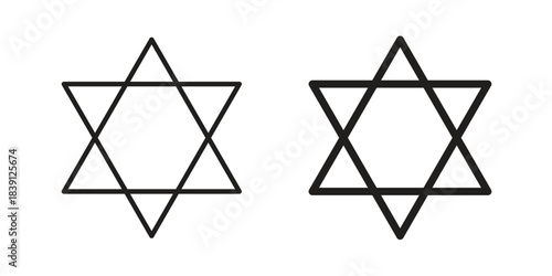 Star of David icons, Line vector. solid symbol set