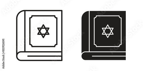 Tanakh book icons, Line vector. solid symbol set