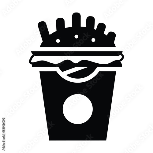 Icon of french fries in a paper container fast food