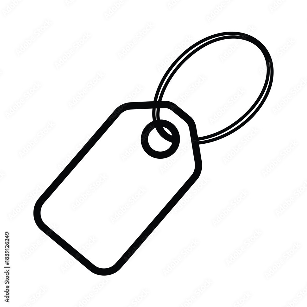 Fototapeta premium Outline drawing of a blank price tag with ring label