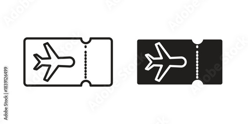 Ticket airline icons, Line vector. solid symbol set