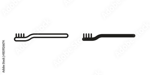 Toothbrush icons, Line vector. solid symbol set