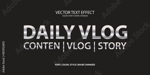 Minimalist metallic-gradient Daily Vlog text effect featuring clean modern lettering, soft reflections, and stylish cinematic appeal. Perfect for video intros, logos, thumbnails, branding, and socia