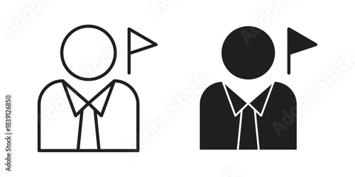 Tour guide people icons, Line vector. solid symbol set