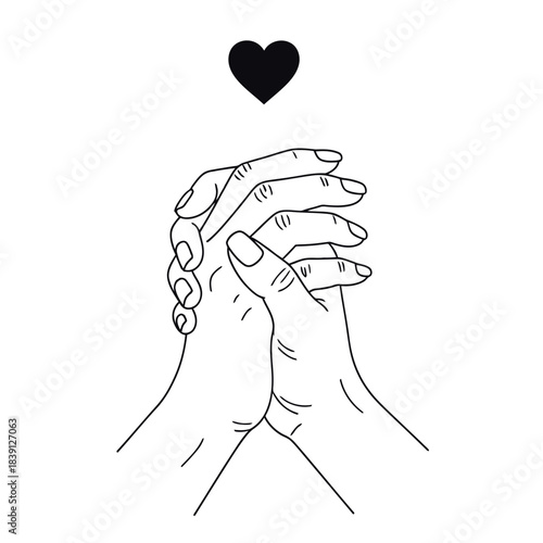 Two Hands Clasped Together With Heart Symbol holding