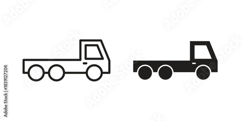 Truck container empty icons, Line vector. solid symbol set