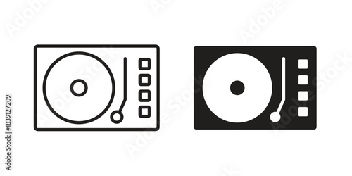 Turntable icons, Line vector. solid symbol set