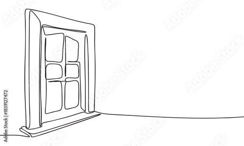 Minimalist Window Outline in Continuous Line Art