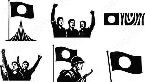 Bangladesh Victory Day Black Vector Icons.