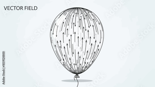 Balloon with Vector Field: An artistic representation of a balloon featuring a vector field, showcasing lines that visually map direction and magnitude. A striking display of visual and design.