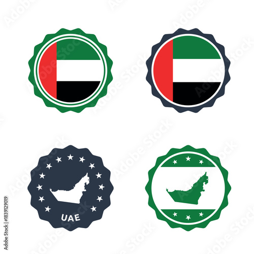 UAE stamp set, made in United Arab Emirates product labels