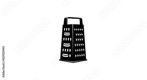 Classic Kitchen Grater Utensil Black and White Illustration.