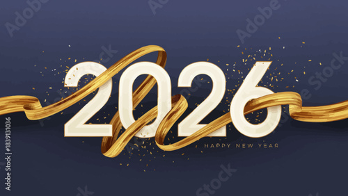 Festive Design with Gold Ribbons and Sparkles