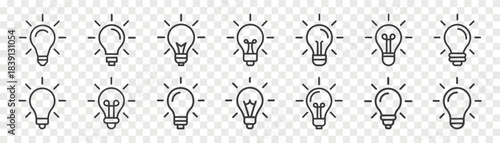bulb line vector icon set