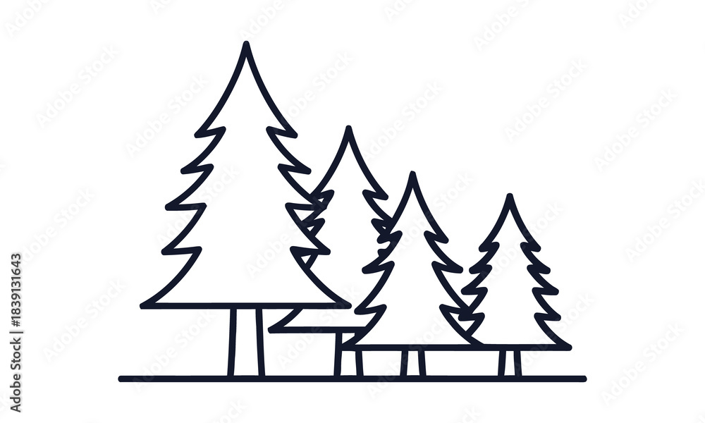 Obraz premium Pine Tree Line Icon