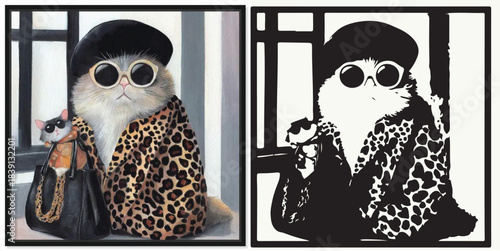 Cute cartoon owl monster with a Halloween ghost skull and a masked character