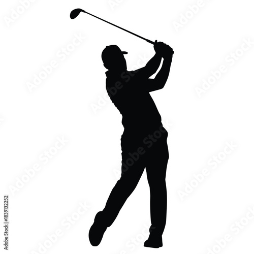 Silhouette of a golfer swinging a club during a golf game