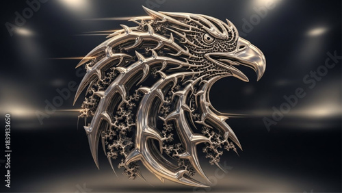 Silver chrome metal eagle head mascot