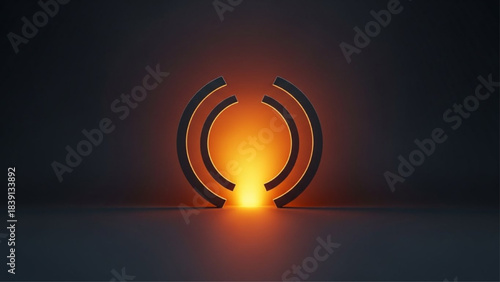 Abstract glowing orange split circle