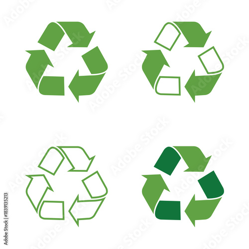 recycling symbols set, green recycle arrows icons