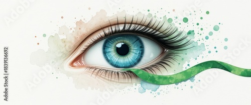 World glaucoma day awareness with green ribbon and eye symbol on radiant illustration background for health campaigns and educational designs free for copy space. vision protection, medical education