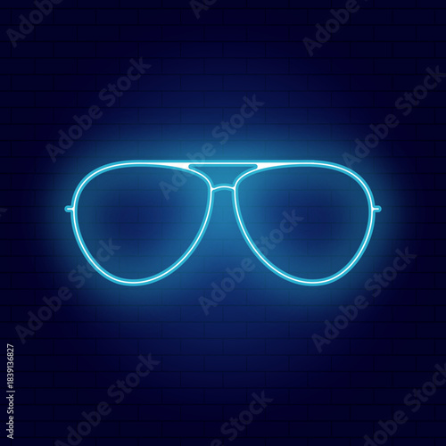 Neon illustration of sunglasses in pilot style