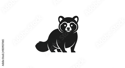 Cute Raccoon Silhouette Logo Design.