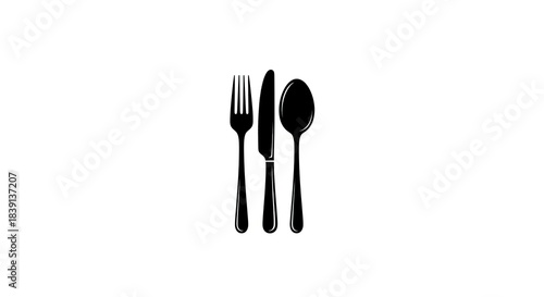 Cutlery Set Silhouette - Fork, Knife, and Spoon.