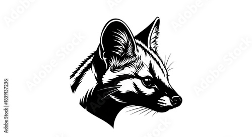 Detailed Bat-Eared Fox Portrait - Striking Black and White Illustration.