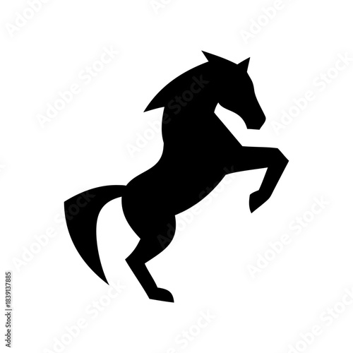 Silhouette of a rearing horse standing on its hind legs
