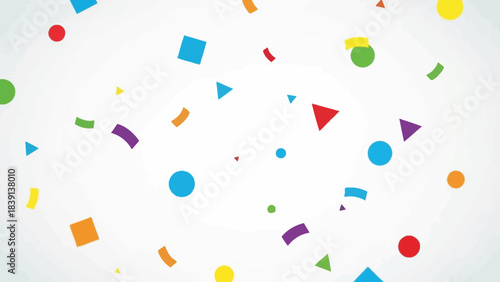 Vibrant Confetti Shower: Colorful geometric shapes dance gracefully in the air, creating a festive atmosphere. A visual delight that encapsulates joy and celebration.