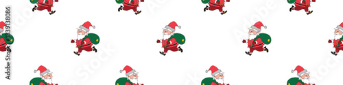 Christmas Seamless pattern with Santa Claus. New year Xmas backgrounds and textures. For greeting cards, wrap paper, packaging, kids textile, fabric, prints