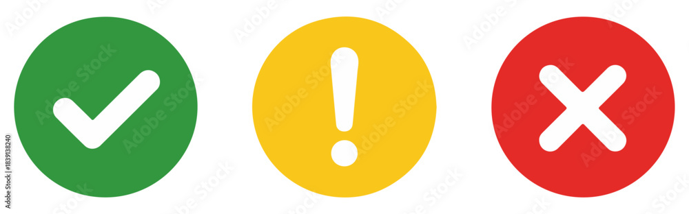 Fototapeta premium tick cross and exclamation icon set