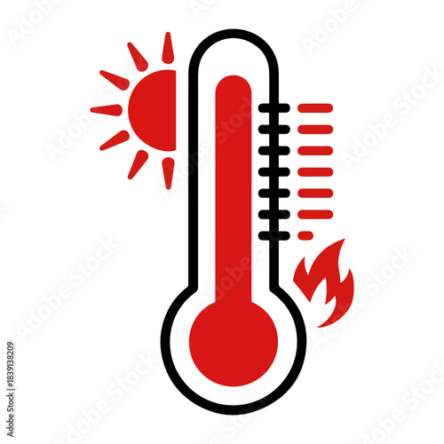 extreme summer heat temperature icon