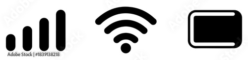 mobile signal wifi battery icon set
