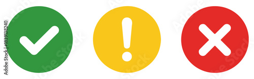 tick cross and exclamation icon set