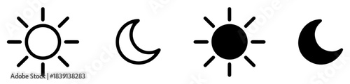 sun and moon light icon set