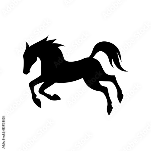 Silhouette of a rearing horse standing on its hind legs