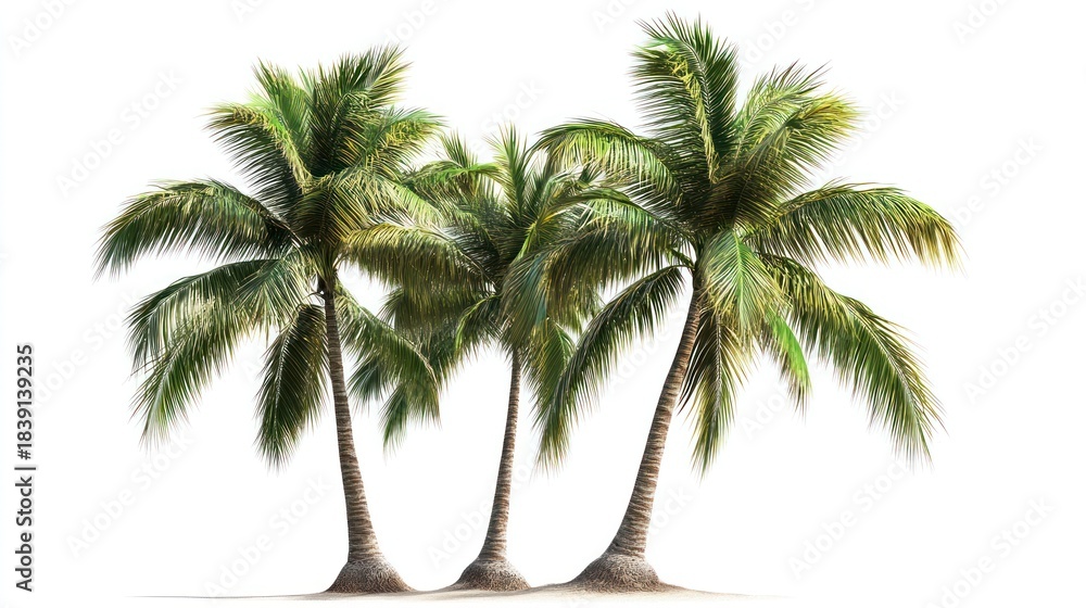 Obraz premium Three Palm Trees Isolated White Background