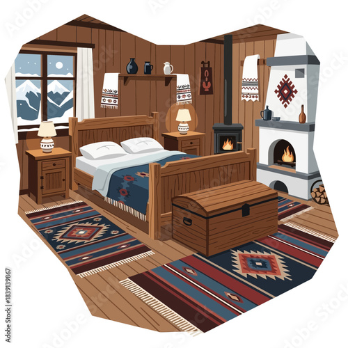 cozy rustic living room with wooden walls fireplace and traditional decor