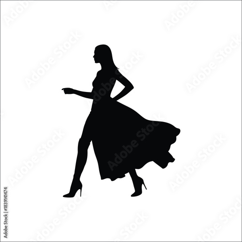 Elegant fashion model silhouette poster design