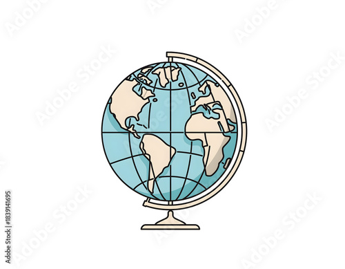 Minimal Earth Globe Icon with Clean Line Design in a Sharp Isolated Cutout for Sustainability, Education, and Digital Projects