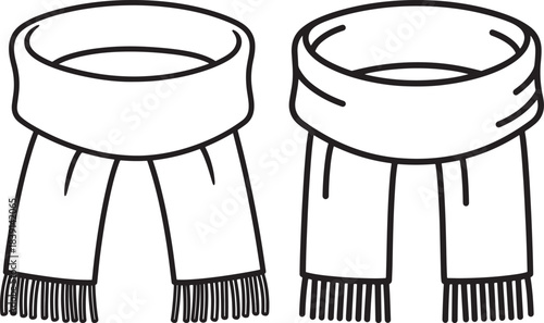 Two simple line art drawings of scarves with fringe