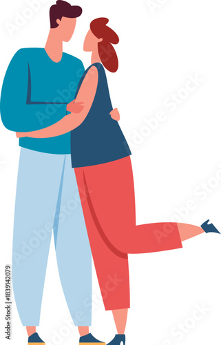 Couple embracing showing love and affection illustration