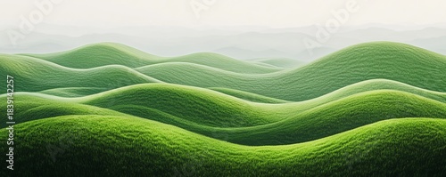 Rolling green hills under a hazy sky rolling landscape