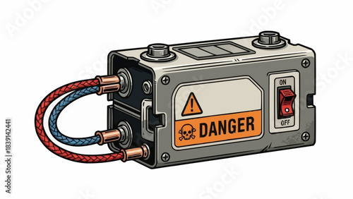 Vintage Industrial Power Supply Unit with Danger Warning.