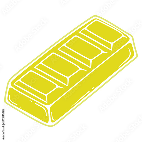 A gleaming stylized gold bar illustration representing immense wealth and financial success symbolizing valuable investment opportunity precious metal bullion for economic security and prosperity