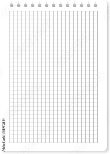 Blank graph paper page with punched holes