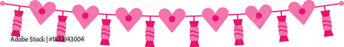 Pink heart garland with candies decorating a celebration