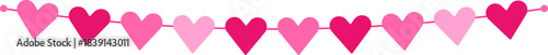 Pink heart banner string celebrating love and romance